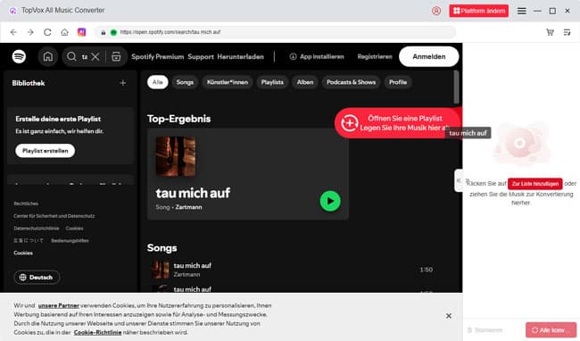 Gewünschte Musik hinzufügen
