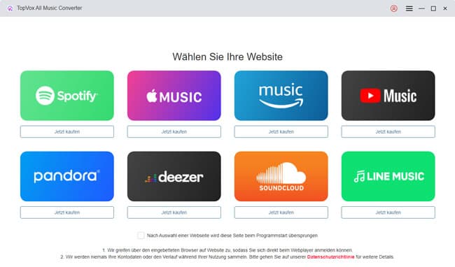 Musikplattform wählen
