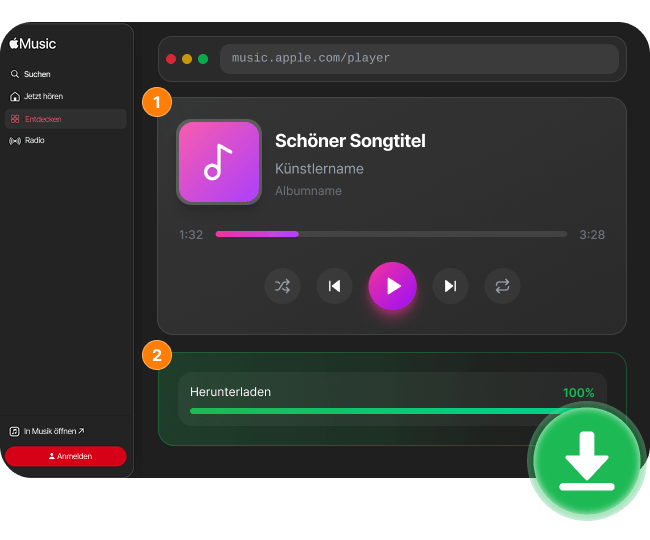 Integrierter Apple Music Web Player