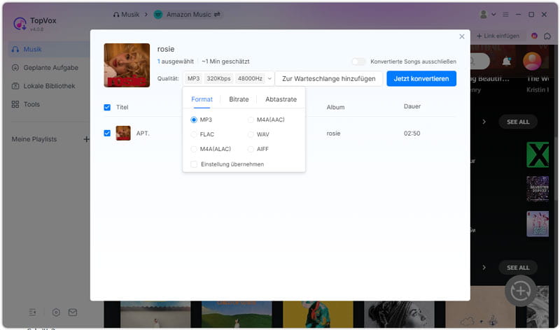 Audioqualität einstellen