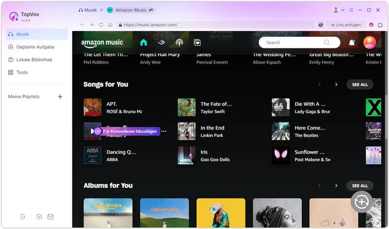 Musik zur Konvertierung hinzufügen