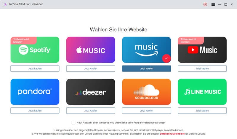 Amazon Music auswählen