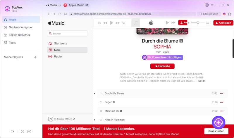Musik zur Downloadliste hinzufügen