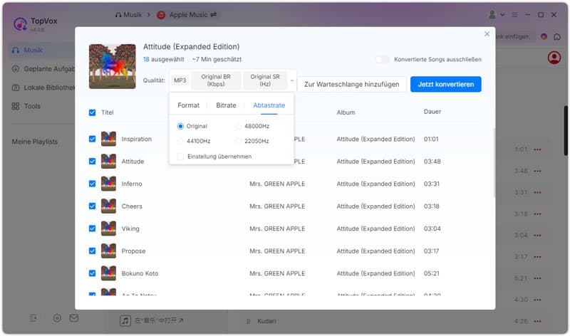 Ausgabeformat einstellen