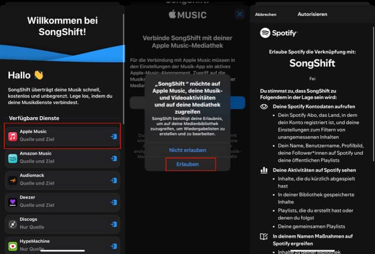 Apple Music auf Spotify mit SongShift übertragen