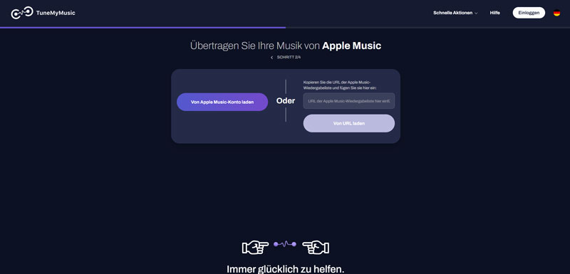 Apple Music zu Spotify mit TuneMyMusic übertragen