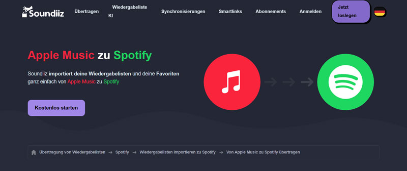 Apple Music mit Spotify synchronisieren mit Soundiiz