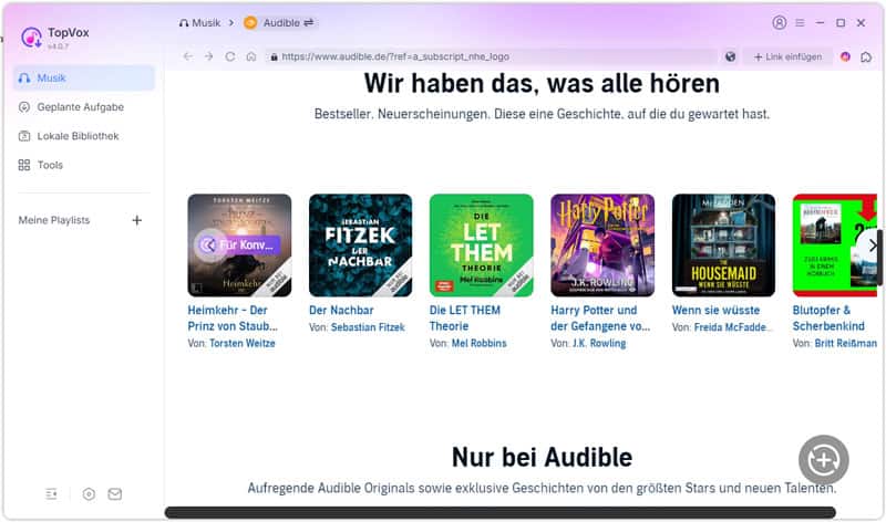 Hörbücher für Konvertierung hinzufügen