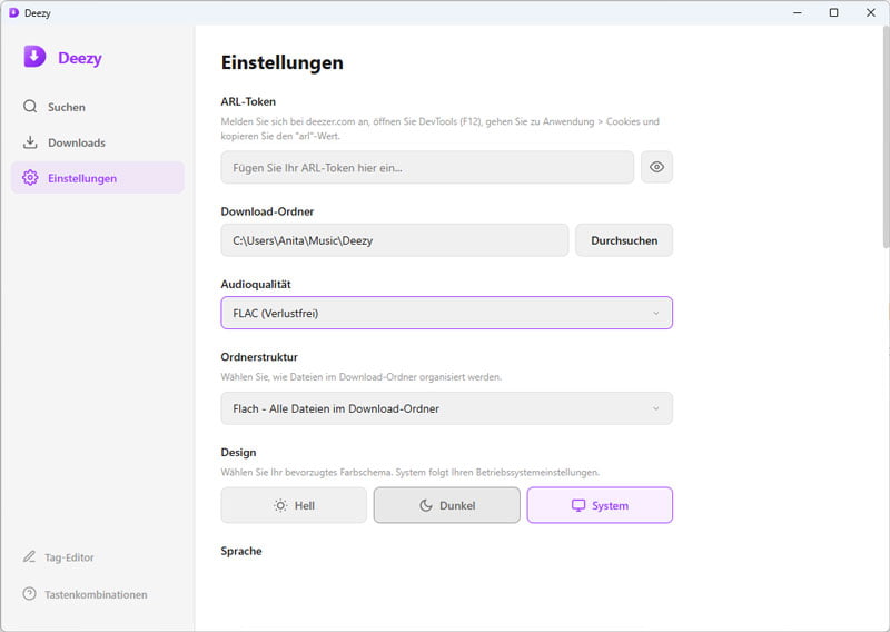 Einstellungen anpassen