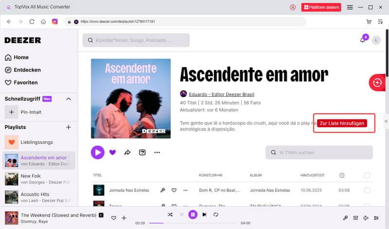 Musik zur Konvertierungsliste hinzufügen