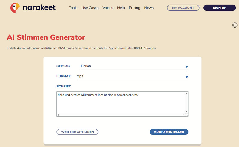 Narakeet KI-Stimmen Generator