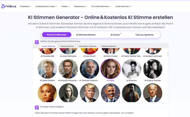 Vidnoz KI-Stimmen Generator