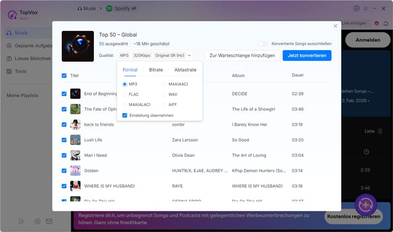Ausgabeformat konfigurieren