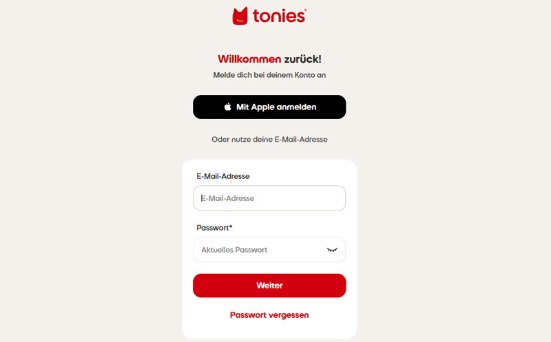 Bei Mytonies anmelden