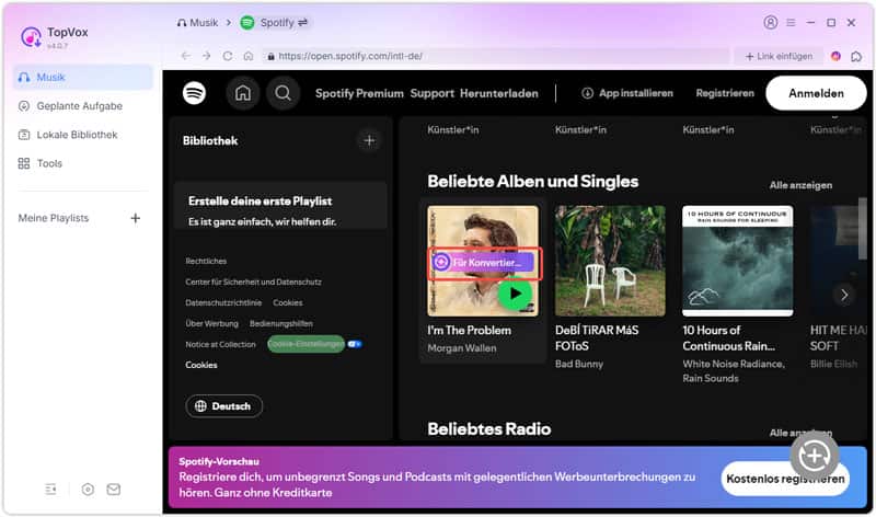 Spotify-Musik hinzufügen