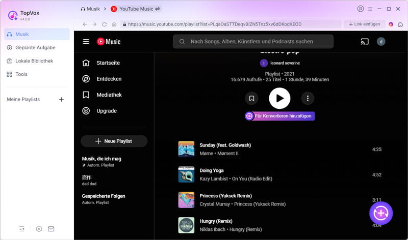  Für Konvertierung hinzufügen