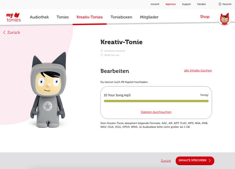 Kreativ-Tonie mit YouTube-Lieder bespielen