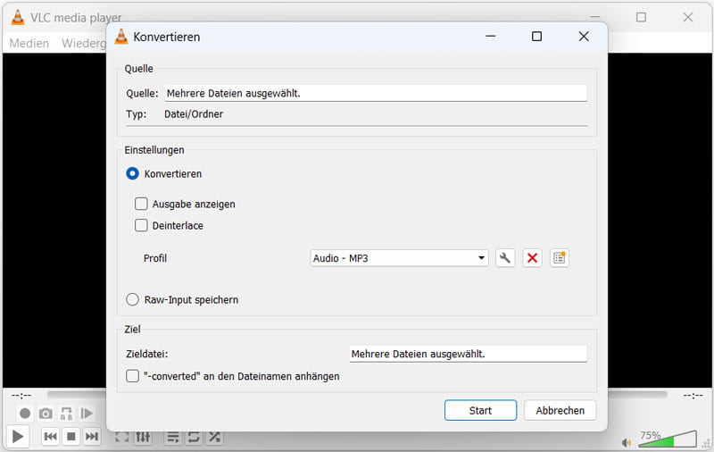 M4A in VLC hinzufügen