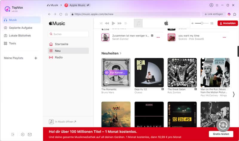 Für Konvertieren hinzufügen