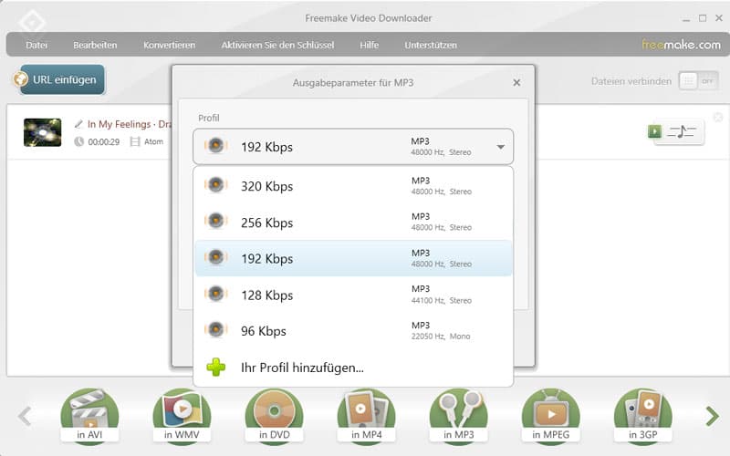 Audioparameter anpassen