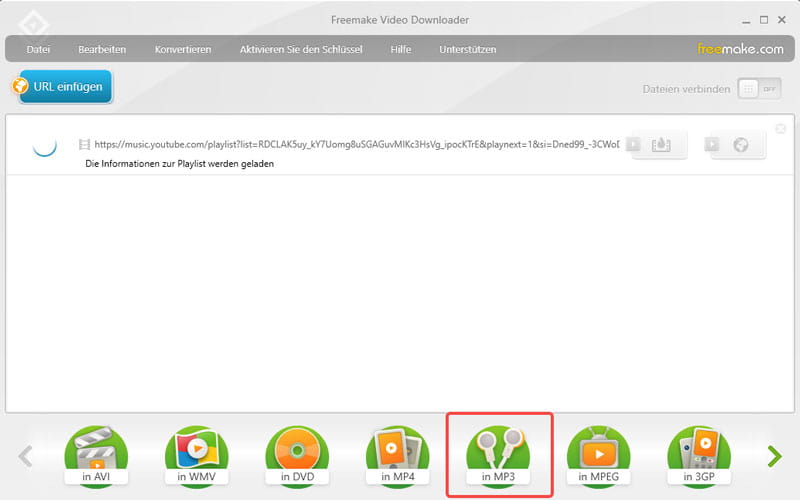 MP3 als Ausgabeformat auswählen