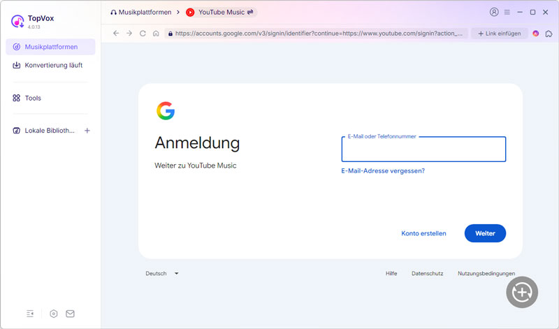 YouTube Music Konto Anmelden