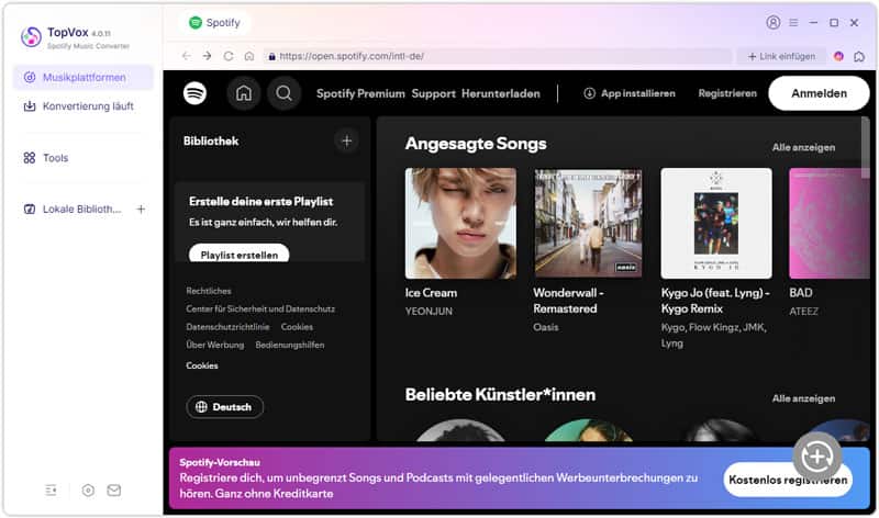 Spotify als Quelle auswählen