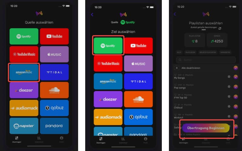Übertragung starten