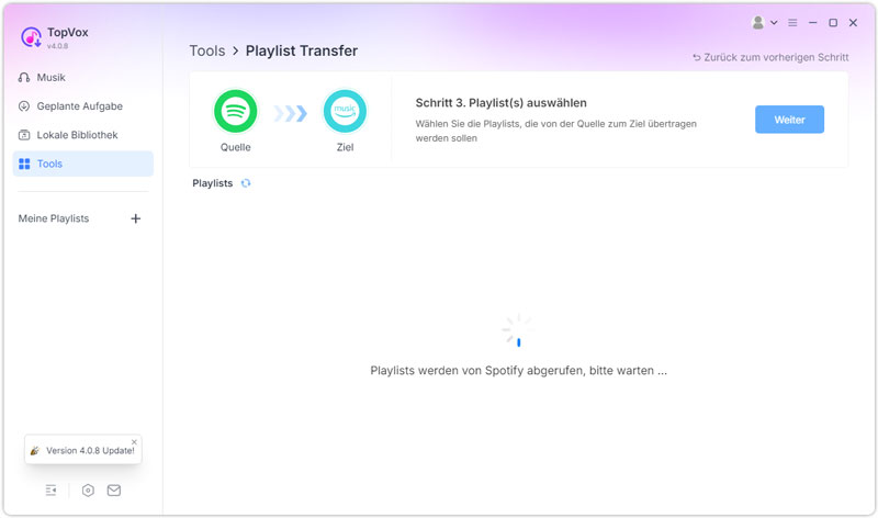 Quelle und Ziel auswählen