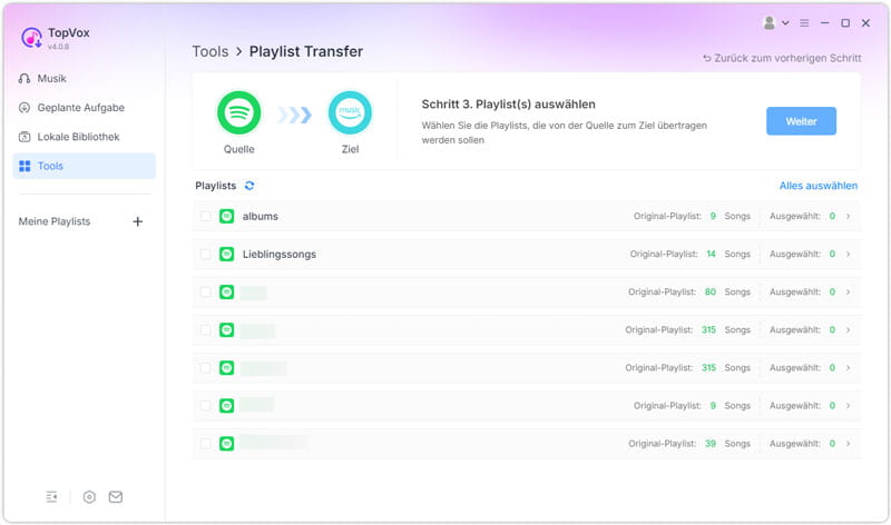 Spotify-Playlists auswählen
