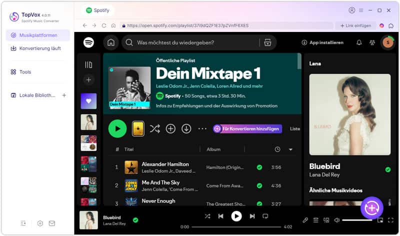 Spotify-Songs für Konvertieren hinzufügen
