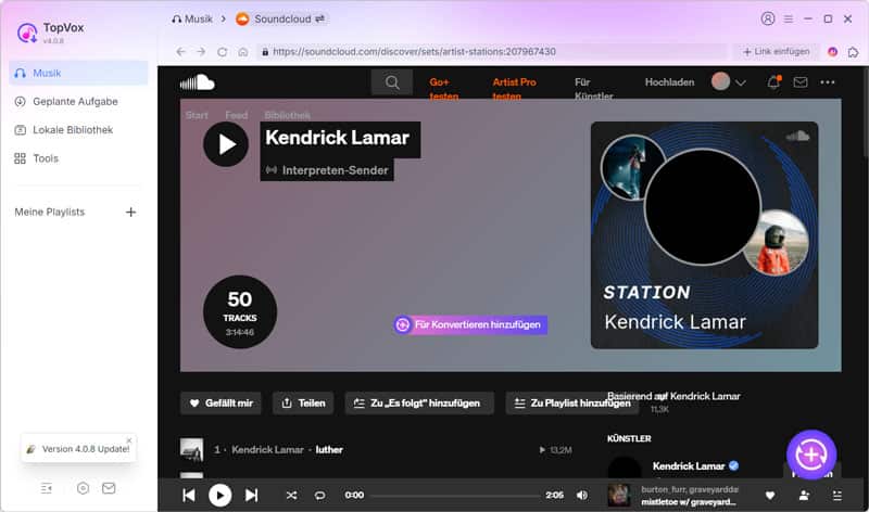 Musik in Konvertierungsliste hinzufügen