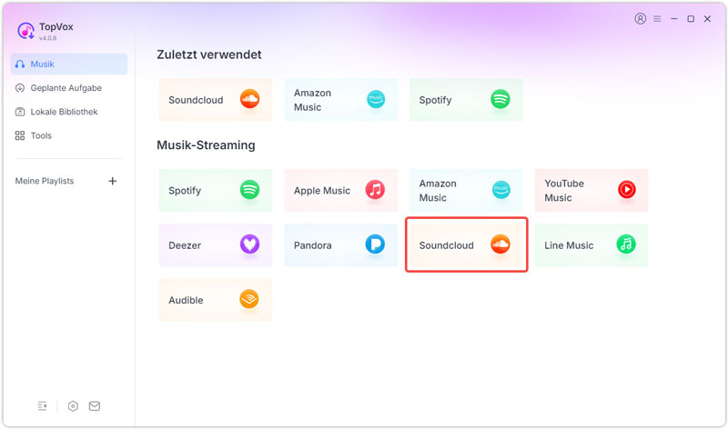 SoundCloud auswählen