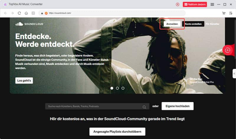 Bei SoundCloud anmelden