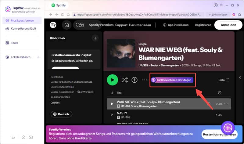 Musik hinzufügen