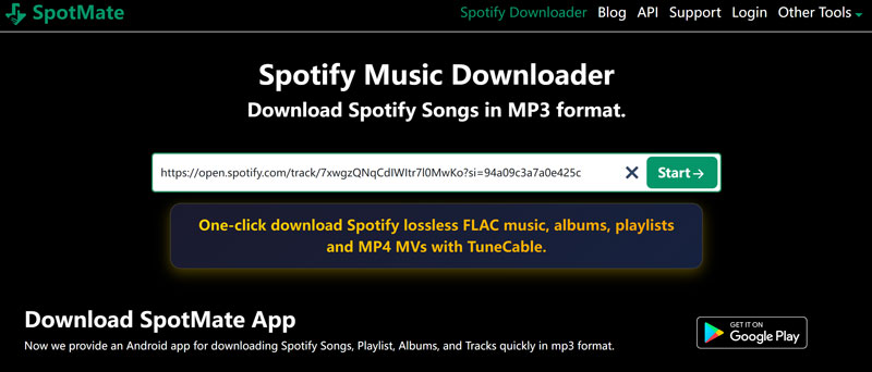 Spotify-Link in SpotMate kopieren