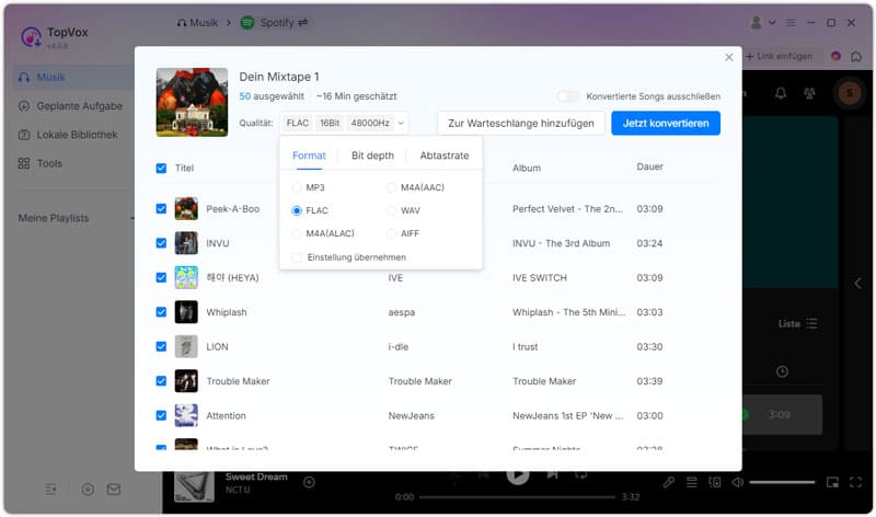 Audioqualität einstellen