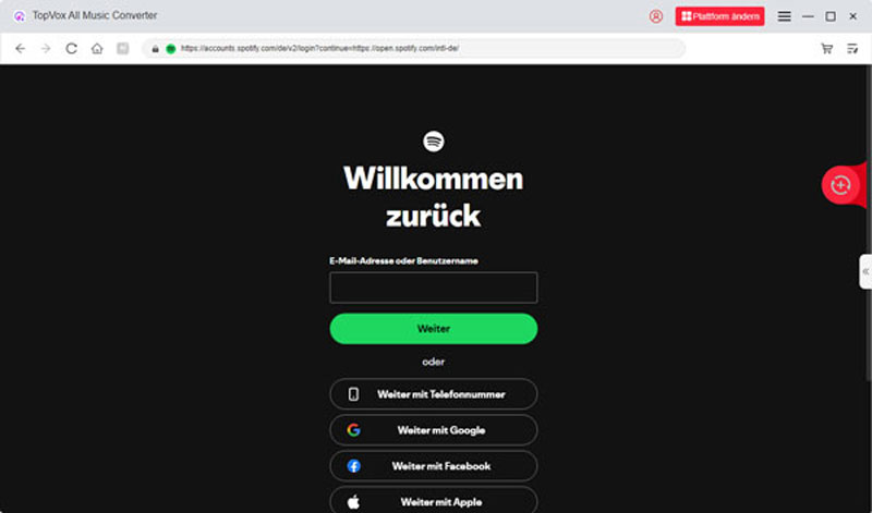 Mit Spotify Konto anmelden