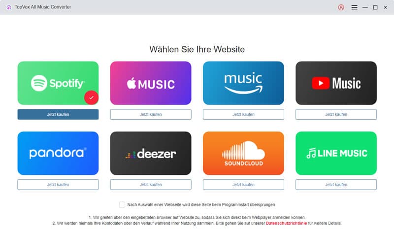Spotify Music auswählen