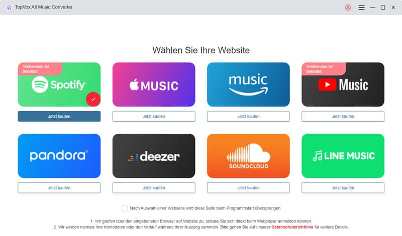 Spotify Music auswählen