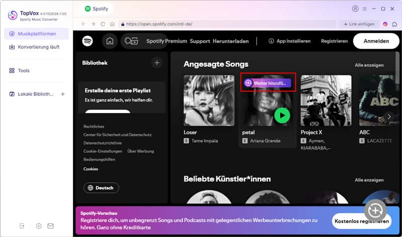 Spotify-Alben hinzufügen