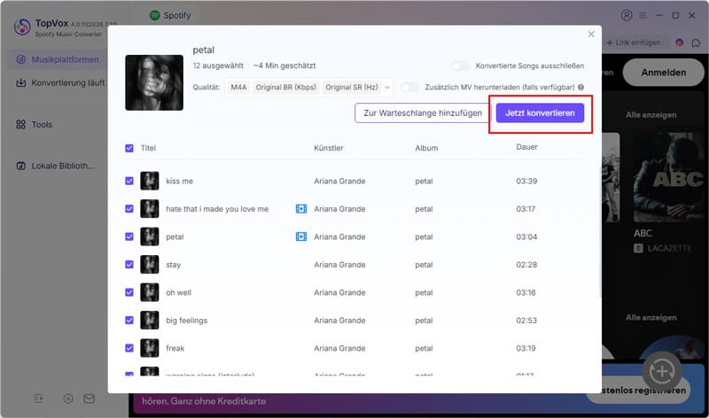 Spotify Alben konvertieren