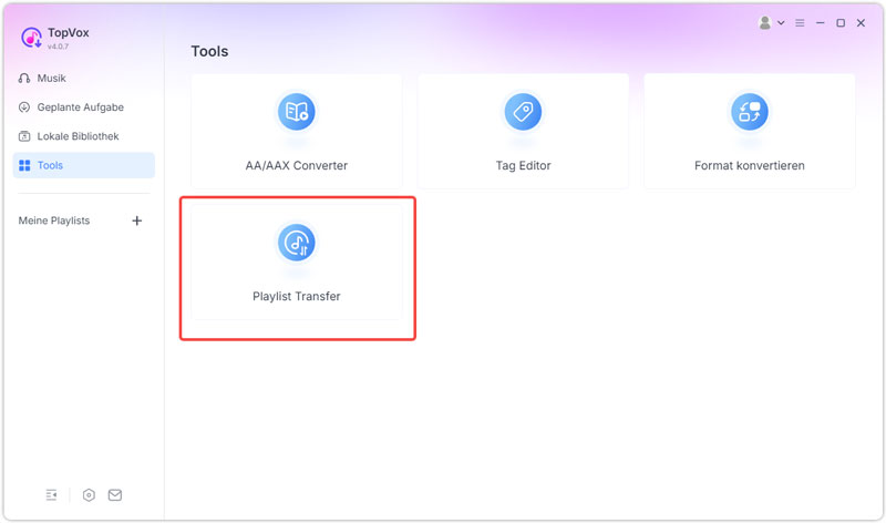 Playlist Transfer wählen