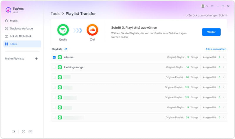 Spotify-Playlists auswählen
