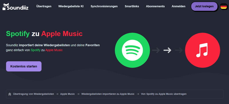 Spotify-Playlist online zu Apple Music übertragen