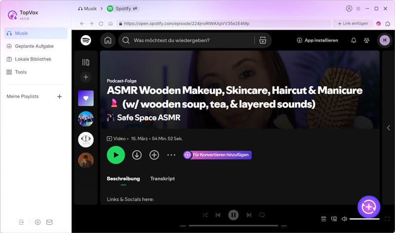 Spotify Podcasts zur Konvertierung hinzufügen
