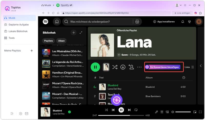 Musik zur Konvertierungsliste hinzufügen