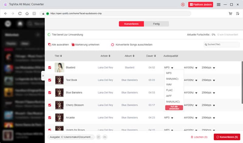 Spotify in WAV umwandeln mit TopVox