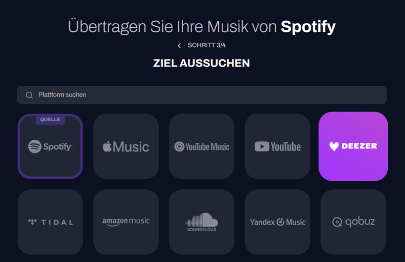Spotify zu Deezer online übertragen