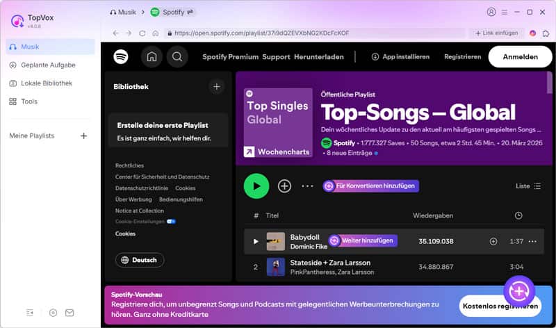 Zur Konvertierungsliste hinzufügen